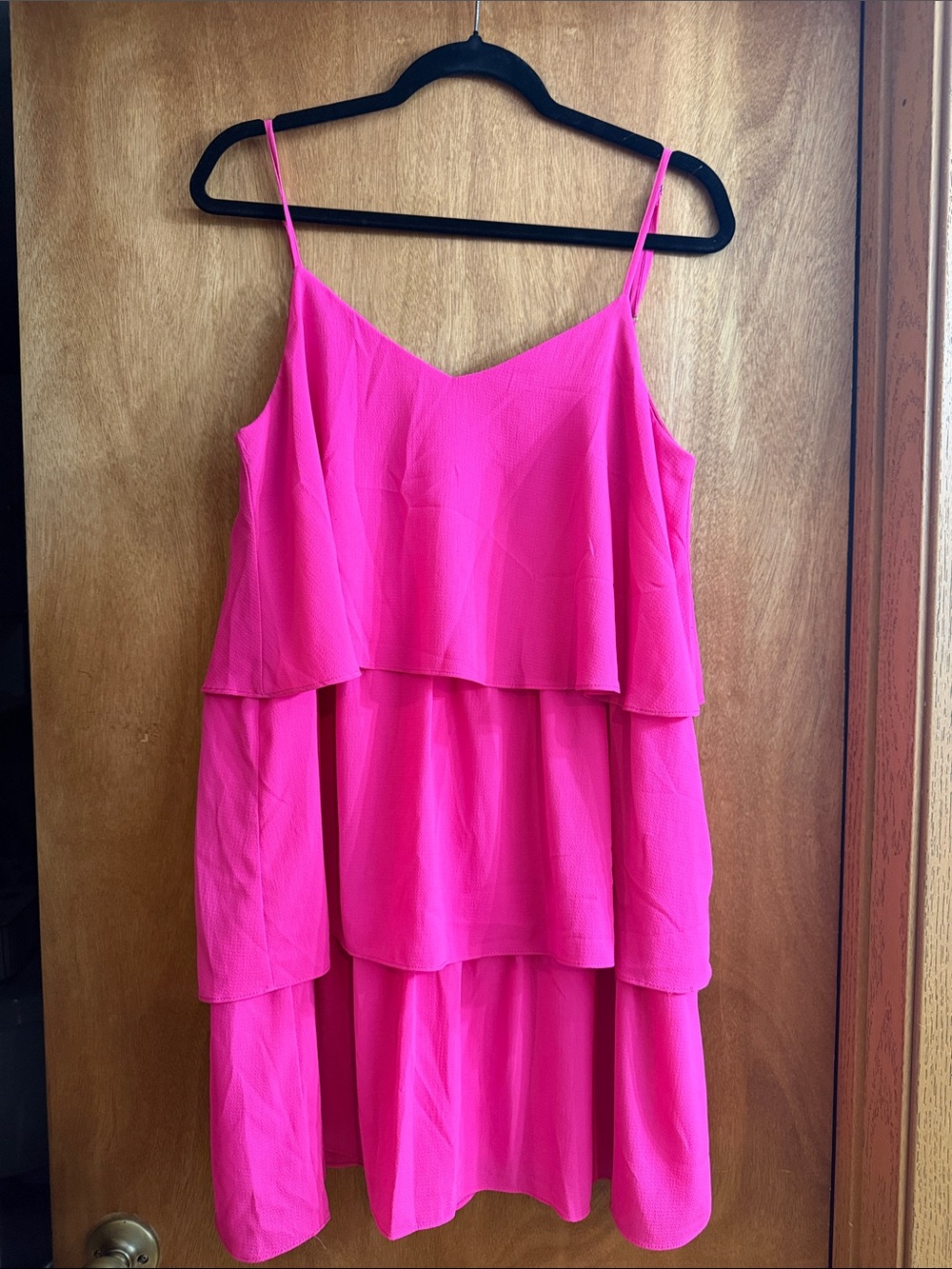 Vine & Love Hot Pink Tiered Mini Dress
